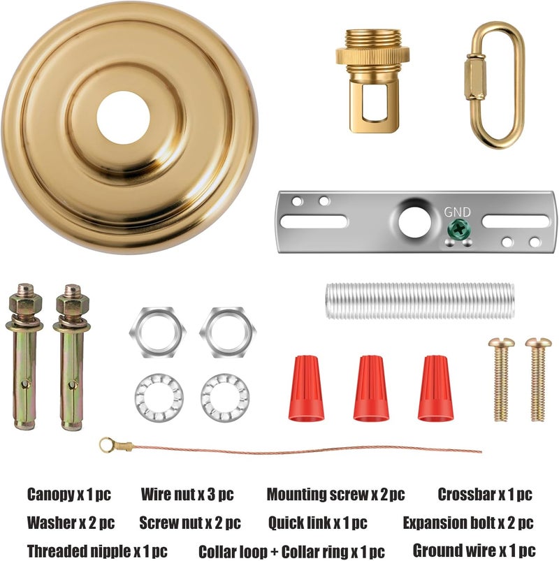 MAYOMAJO 5-5/16 Inch Light Canopy Kit with Heavy Duty, Replacement Cover Plate with Mounting Hardware for Chandelier, Pendant Light, Swag Light, Flower Basket or DIY Projects (Brass) - Image 3
